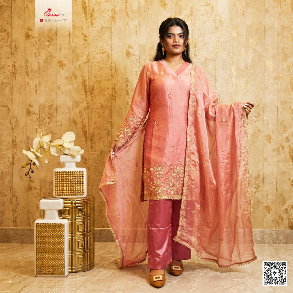 womens dress-three-piece-peach-pink