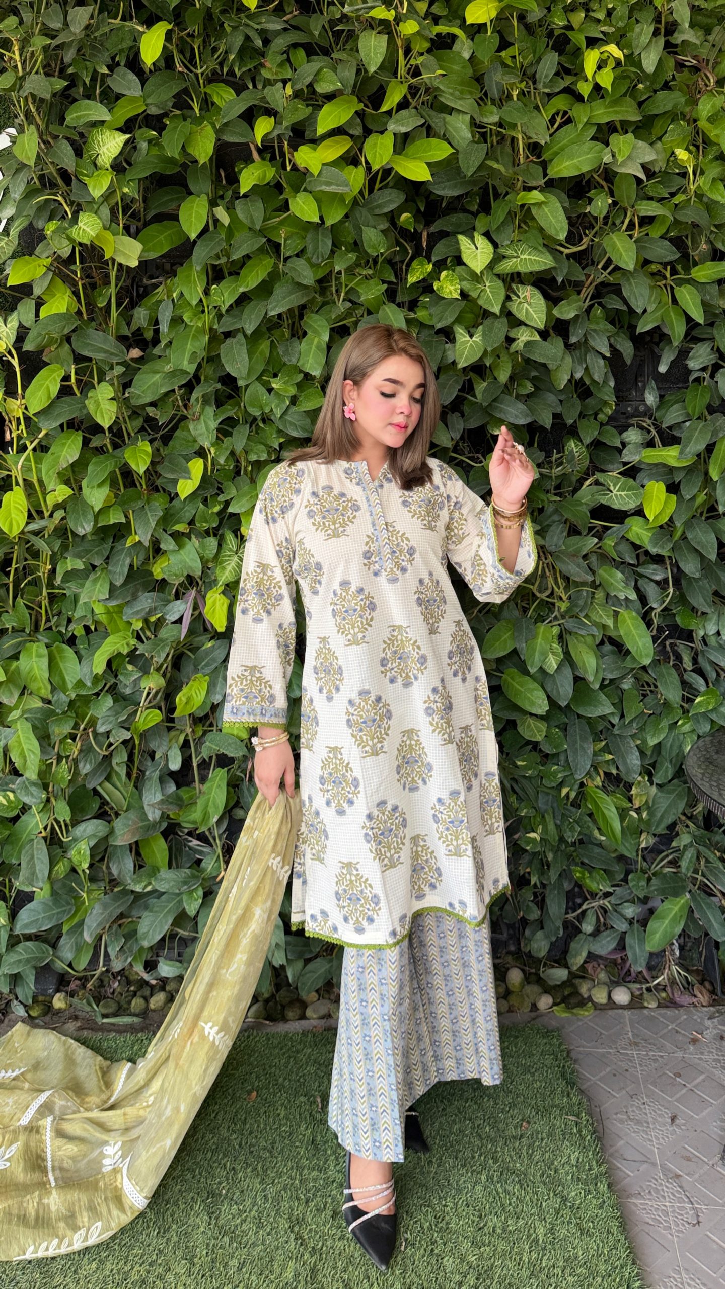 Kota Cotton 3 Piece (Green Floral)